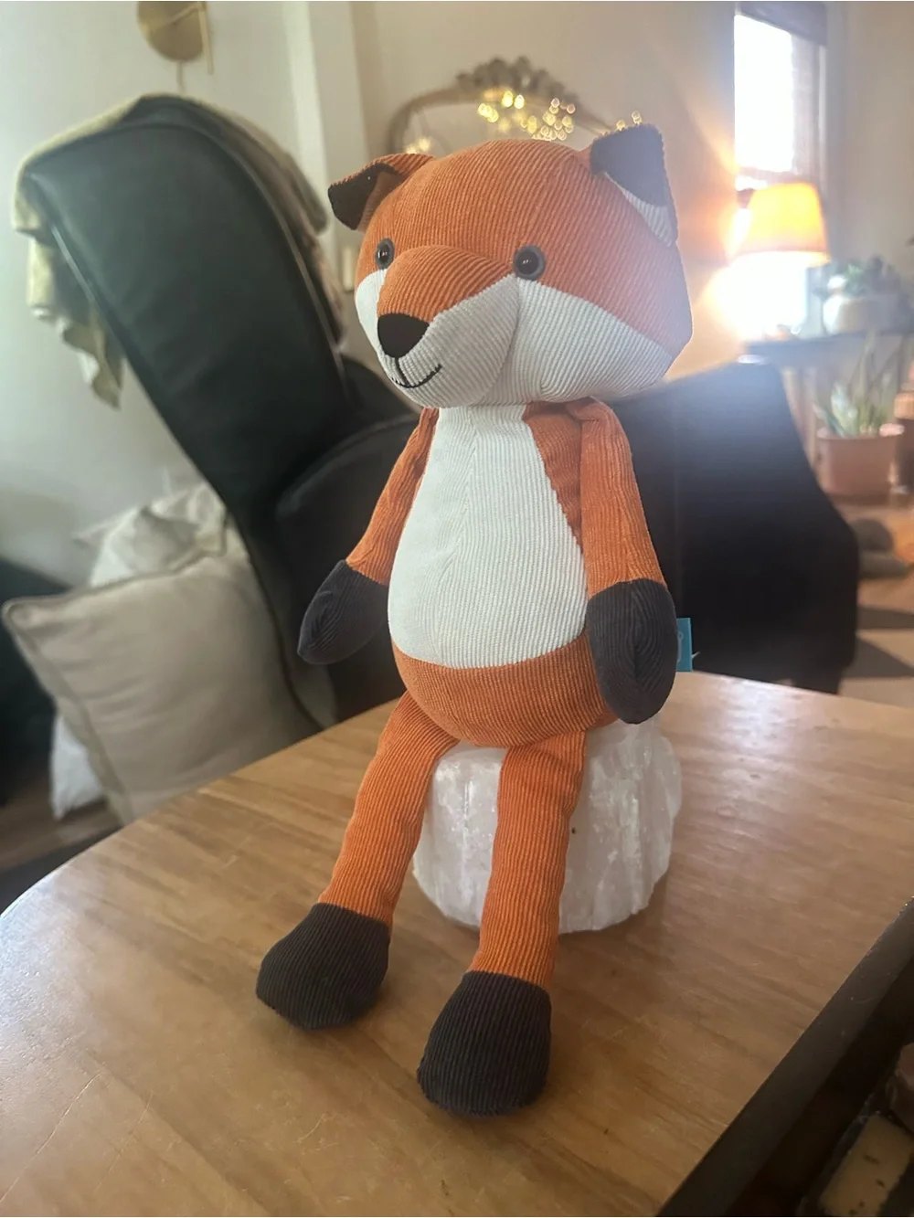Corduroy Fox Plush Toy - Orange and White Cute Snuggle Buddy like new 13”